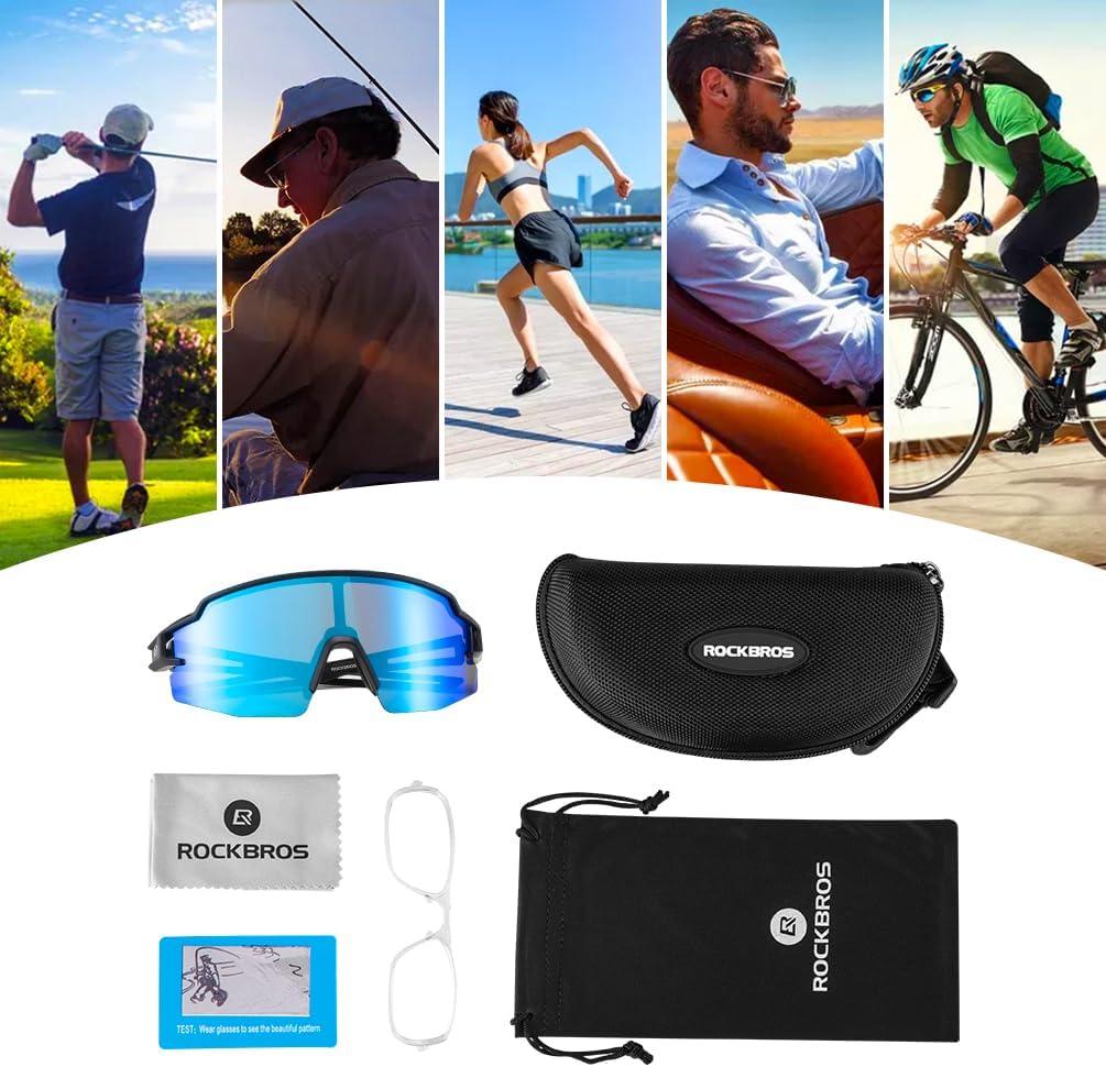 imageROCKBROS Polarized Sunglasses for Men Women UV Protection Cycling Sunglasses Sport GlassesBlack Blue