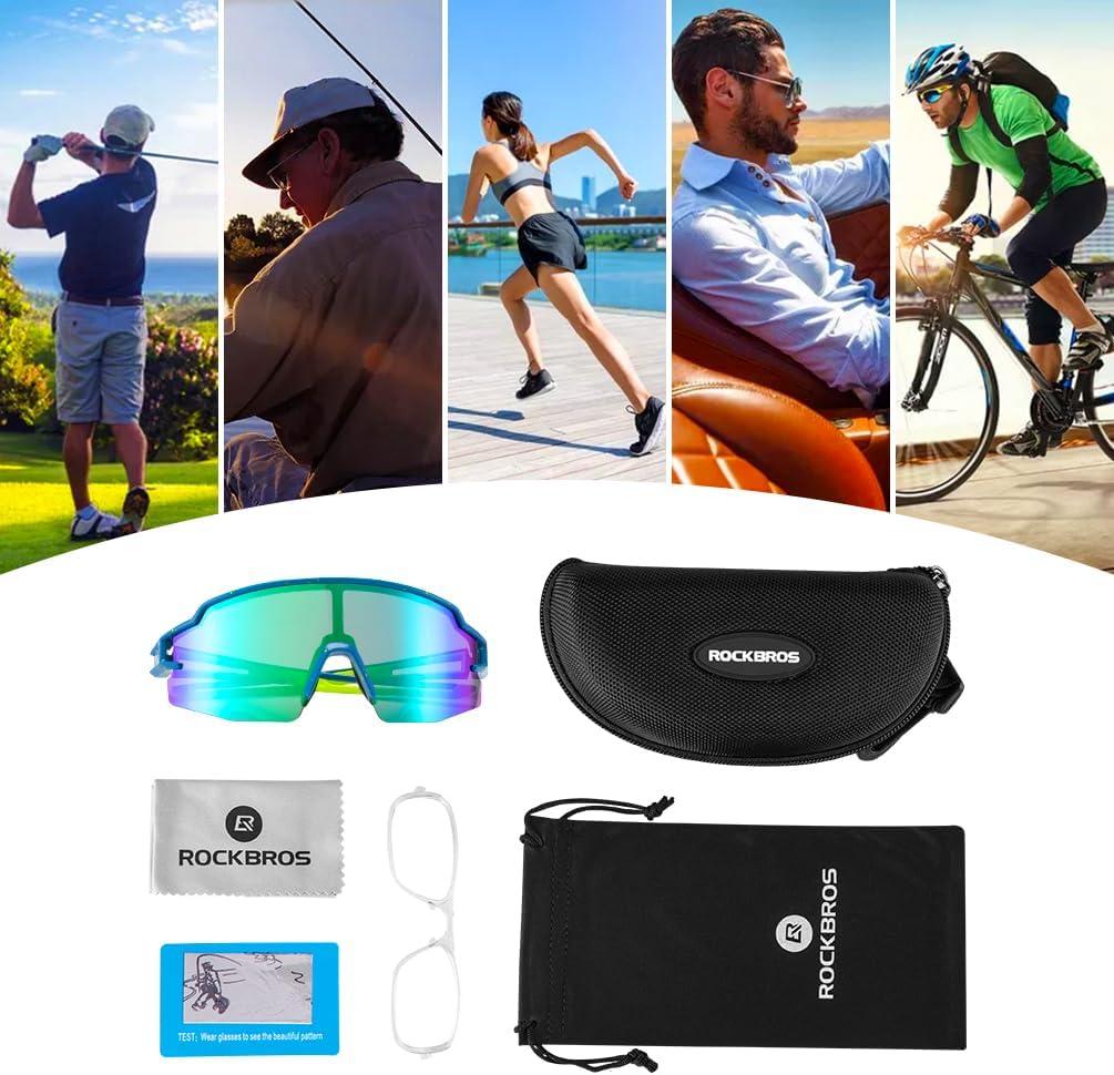 imageROCKBROS Polarized Sunglasses for Men Women UV Protection Cycling Sunglasses Sport GlassesGreen Blue