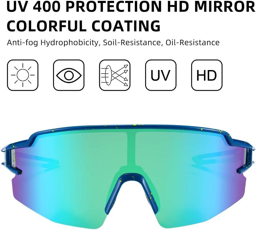 imageROCKBROS Polarized Sunglasses for Men Women UV Protection Cycling Sunglasses Sport GlassesGreen Blue