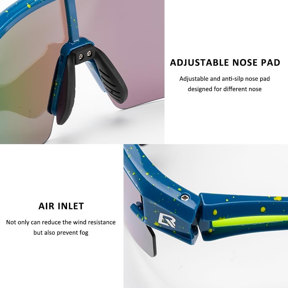imageROCKBROS Polarized Sunglasses for Men Women UV Protection Cycling Sunglasses Sport GlassesGreen Blue