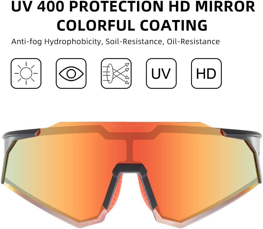 imageROCKBROS Polarized Sunglasses for Men Women UV Protection Cycling Sunglasses Sport GlassesRed Yellow