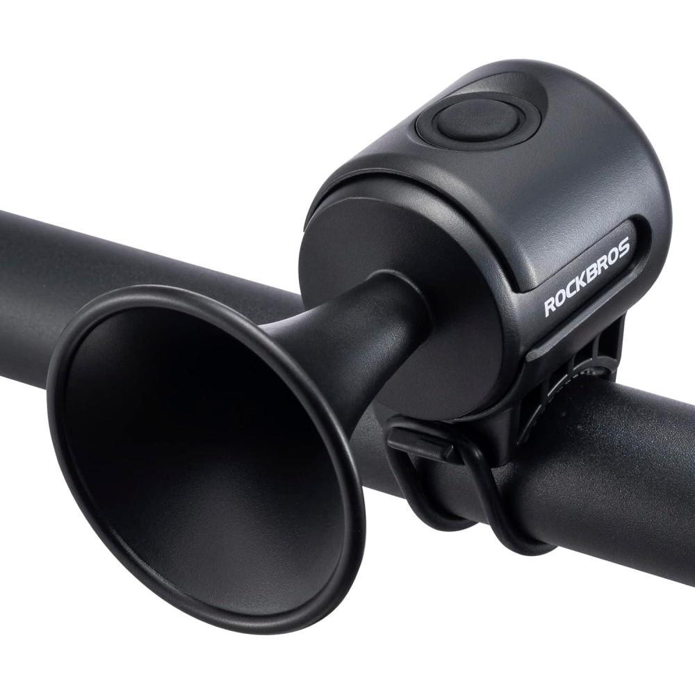 imageROCKBROS Electric Bike Horn 120dB Adults Kids Bike Horn Alarm IPX4 Waterproof Electronic Bicycle Horns for Handlebars Ebike Scooter HornBlack