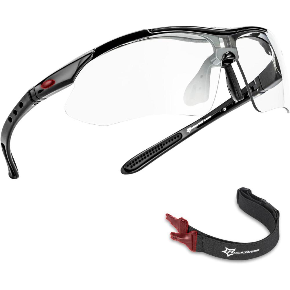 imageROCKBROS Pickleball Photochromic Glasses Cycling Glasses with Removable Elasctic amp Temple Band Sunglasses Fit for Men WomenBlack