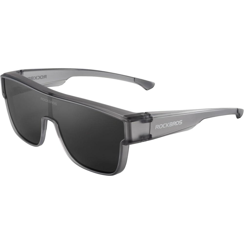imageROCKBROS Polarized Fit Over Glasses Sunglasses 100 UV400 Protection for Men WomenWrap Around Sunglasses for Driving CyclingMatte Grey Grey Lens