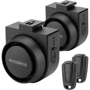 ROCKBROS 115dB Bike Alarm Vibration Motion Sensor Waterproof Motorcycle Alarm(Black-2pcs)