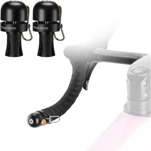 ROCKBROS Bike Bell, Bar End Bell for Road Bike Drop Bar, 100 dB Loud Copper Alloy Bicycle Bell for Adult Bikes, Fits 22.2mm/0.87in Handlebar End Plug, Left or Right Mounting(Black*2)