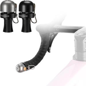 ROCKBROS Bike Bell, Bar End Bell for Road Bike Drop Bar, 100 dB Loud Copper Alloy Bicycle Bell for Adult Bikes, Fits 22.2mm/0.87in Handlebar End Plug, Left or Right Mounting(Black+Silver)