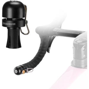 ROCKBROS Bike Bell, Bar End Bell for Road Bike Drop Bar, 100 dB Loud Copper Alloy Bicycle Bell for Adult Bikes, Fits 22.2mm/0.87in Handlebar End Plug, Left or Right Mounting(Black)