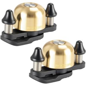 ROCKBROS Bike Bell for Adults 180 Degrees Adjustable Dual-Hammer Bicycle Bell – Loud Brass Ring, Universal Strap-On Mount for Road/Mountain/EBikes, Mini & Stylish Design(Golden+Golden)