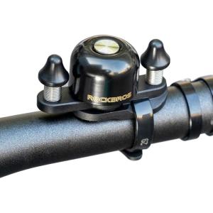 ROCKBROS Bike Bell for Adults 180 Degrees Adjustable Dual-Hammer Bicycle Bell – Loud Brass Ring, Universal Strap-On Mount for Road/Mountain/EBikes, Mini & Stylish Design(Black)