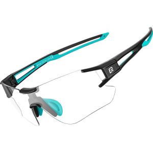 ROCKBROS Cycling Sunglasses Photochromic Bike Glasses for Men Women Sports Goggles UV Protection(Black Green)