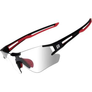ROCKBROS Cycling Sunglasses Photochromic Bike Glasses for Men Women Sports Goggles UV Protection(Black Red)
