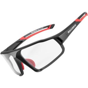 ROCKBROS Photochromic Cycling Glasses for Men – Clear Safety Glasses for Road Mountain Bike Bicycle(Black)