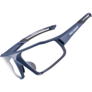 ROCKBROS Photochromic Cycling Glasses for Men – Clear Safety Glasses for Road Mountain Bike Bicycle(Blue)