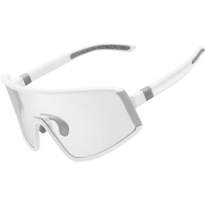 ROCKBROS Photochromic Cycling Glasses for Men Women Sports Glasses UV Protection(Sand White/Clear)