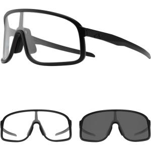 ROCKBROS Photochromic Sunglasses for Men Women Cycling Glasses UV Protection Sports Sunglasses(Black(transparent to Grey))