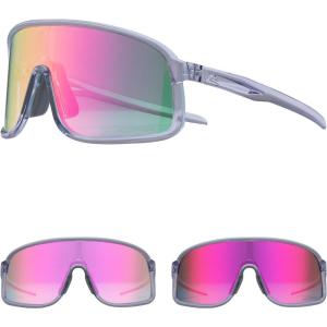 ROCKBROS Photochromic Sunglasses for Men Women Cycling Glasses UV Protection Sports Sunglasses(Transparent Purple (Grey to Pink))