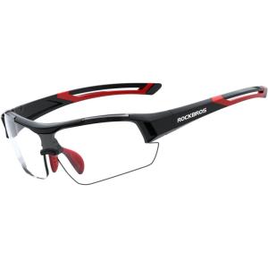 ROCKBROS Photochromic Sunglasses for Men Women Safety Cycling Glasses UV Protection Outdoor Sport Sunglasses(Black Red)