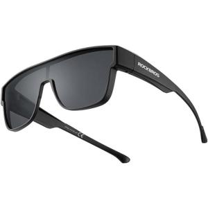 ROCKBROS Polarized Fit Over Glasses Sunglasses 100% UV400 Protection for Men Women,Wrap Around Sunglasses for Driving Cycling(Black)