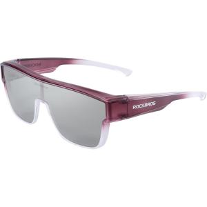 ROCKBROS Polarized Fit Over Glasses Sunglasses 100% UV400 Protection for Men Women,Wrap Around Sunglasses for Driving Cycling(Gradient Purple / Grey Lens)