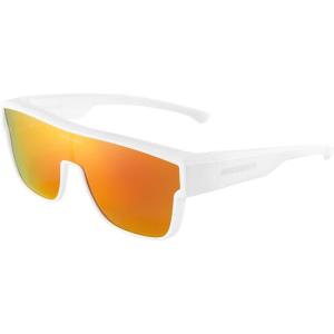 ROCKBROS Polarized Fit Over Glasses Sunglasses 100% UV400 Protection for Men Women,Wrap Around Sunglasses for Driving Cycling(Matte White / Red Lens)