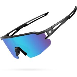 ROCKBROS Polarized Sunglasses for Men Women UV Protection Cycling Sunglasses Sport Glasses(Black Blue)