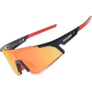 ROCKBROS Polarized Sunglasses for Men Women UV Protection Cycling Sunglasses Sport Glasses(Red Yellow)