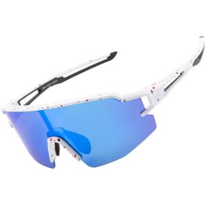 ROCKBROS Polarized Sunglasses for Men Women UV Protection Cycling Sunglasses Sport Glasses(White Blue)