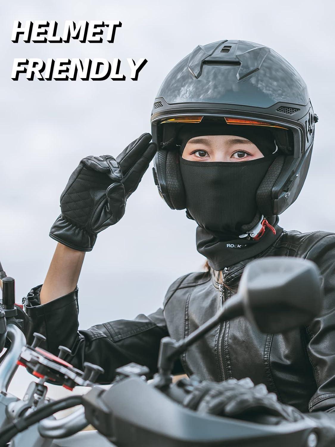 imageROCKBROS Balaclava Face Mask Thin Balaclava Face Mask Summer Cooling Neck Gaiter UV Protector Breathable Helmet Liner Fits Glasses for Motorcycle Bicycle Black