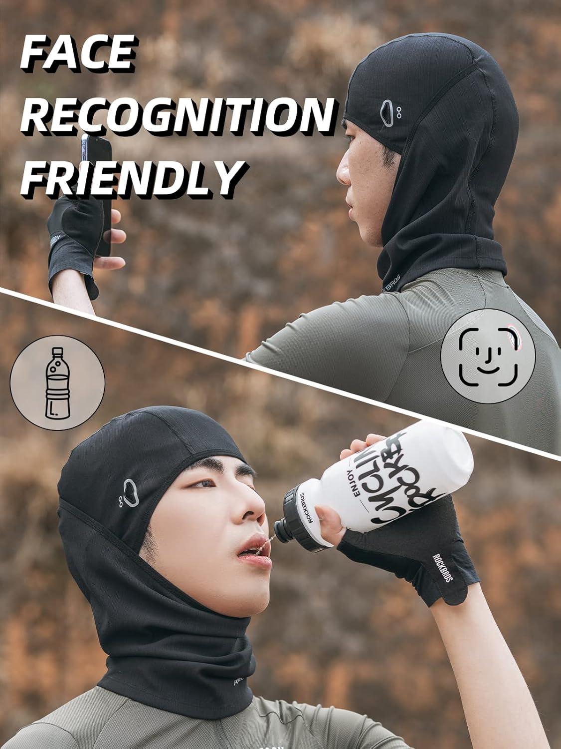 imageROCKBROS Balaclava Face Mask Thin Balaclava Face Mask Summer Cooling Neck Gaiter UV Protector Breathable Helmet Liner Fits Glasses for Motorcycle Bicycle Black