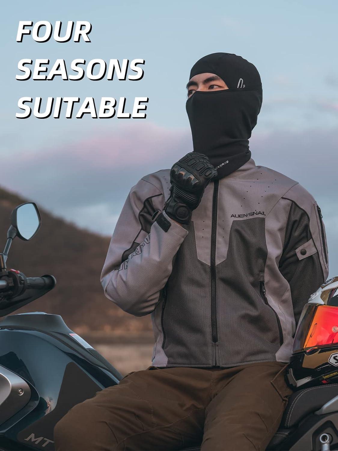 imageROCKBROS Balaclava Face Mask Thin Balaclava Face Mask Summer Cooling Neck Gaiter UV Protector Breathable Helmet Liner Fits Glasses for Motorcycle Bicycle Black