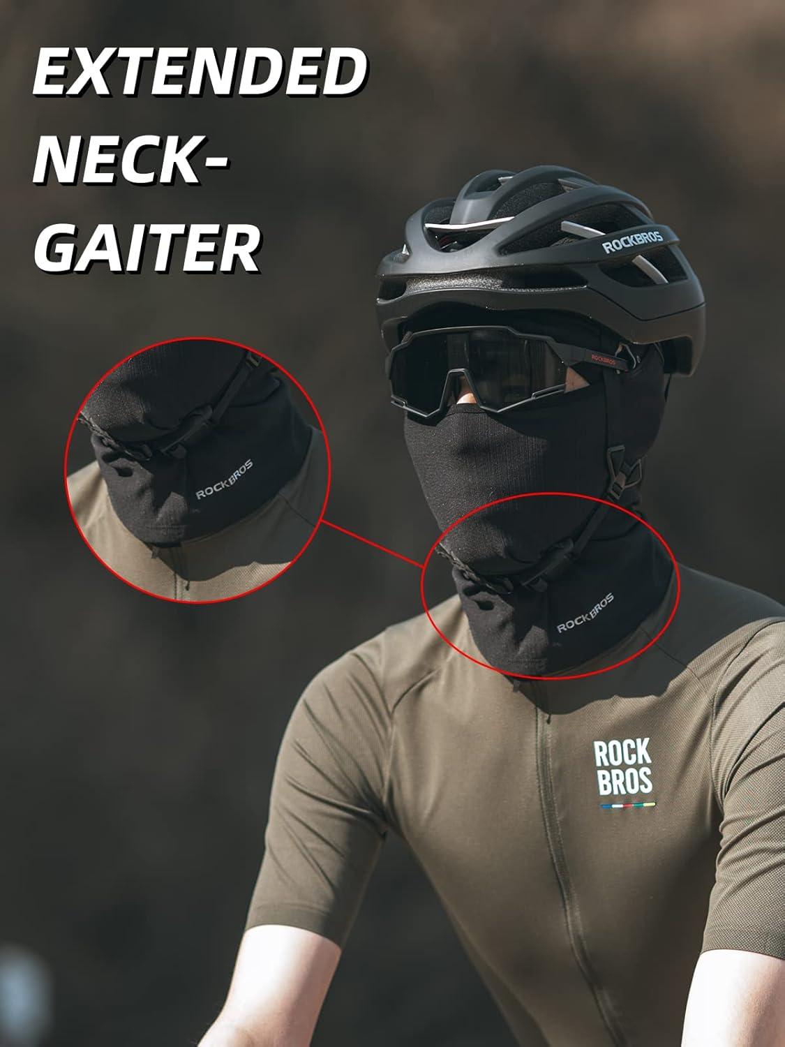 imageROCKBROS Balaclava Face Mask Thin Balaclava Face Mask Summer Cooling Neck Gaiter UV Protector Breathable Helmet Liner Fits Glasses for Motorcycle Bicycle Black