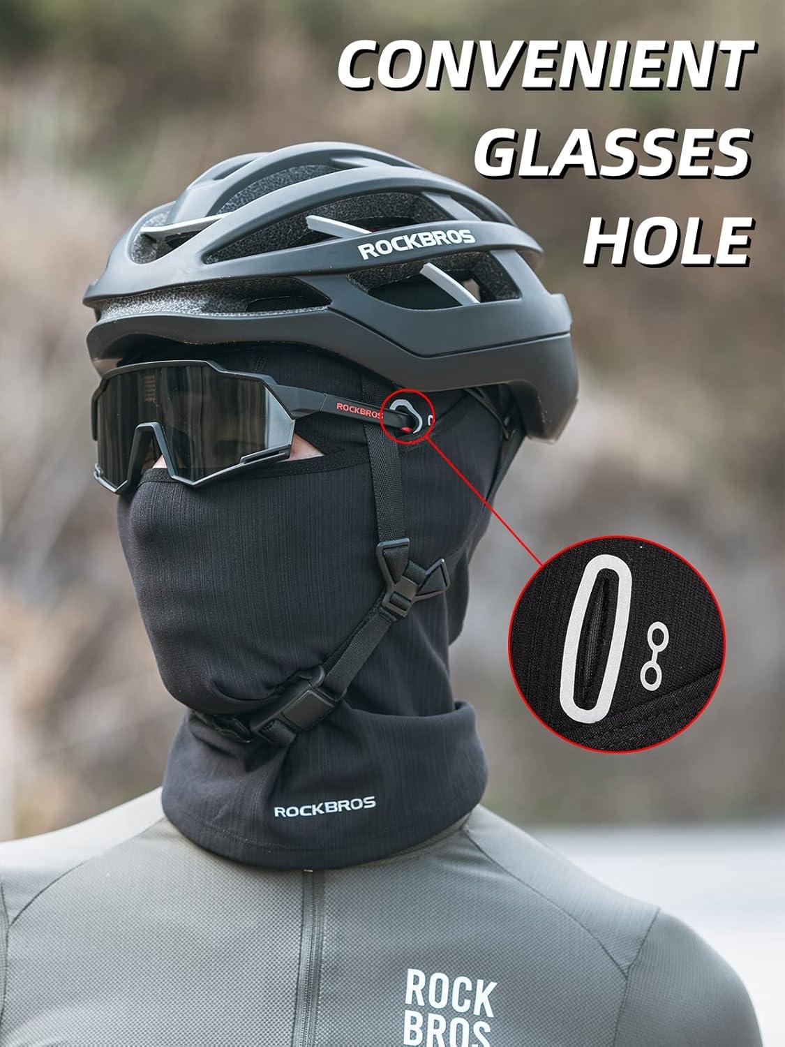 imageROCKBROS Balaclava Face Mask Thin Balaclava Face Mask Summer Cooling Neck Gaiter UV Protector Breathable Helmet Liner Fits Glasses for Motorcycle Bicycle Black