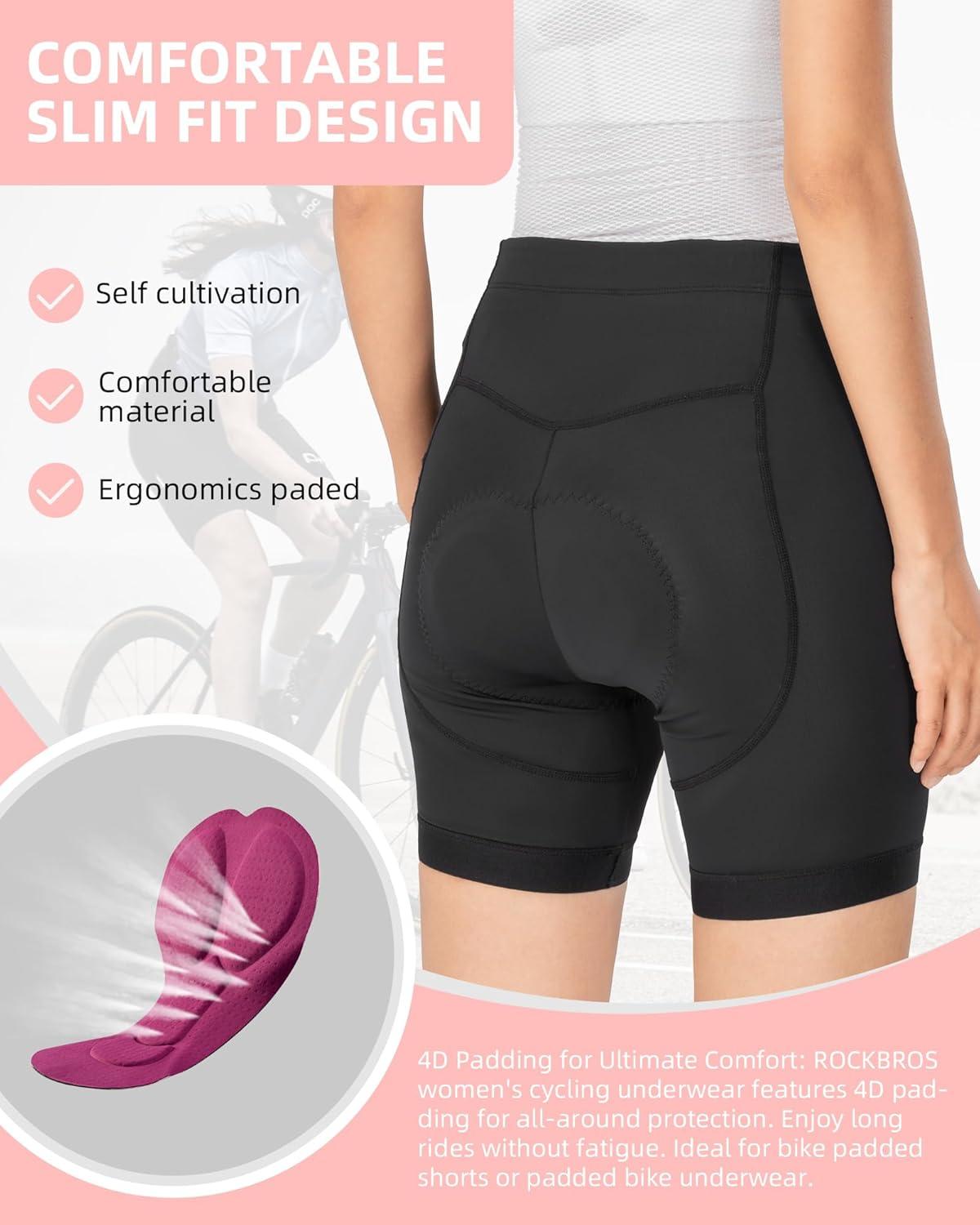 imageROCKBROS Bike Shorts for Women Padded Bike Shorts Womens Cycling Shorts 4D Breathable Pad Mountain Road Bike Tights