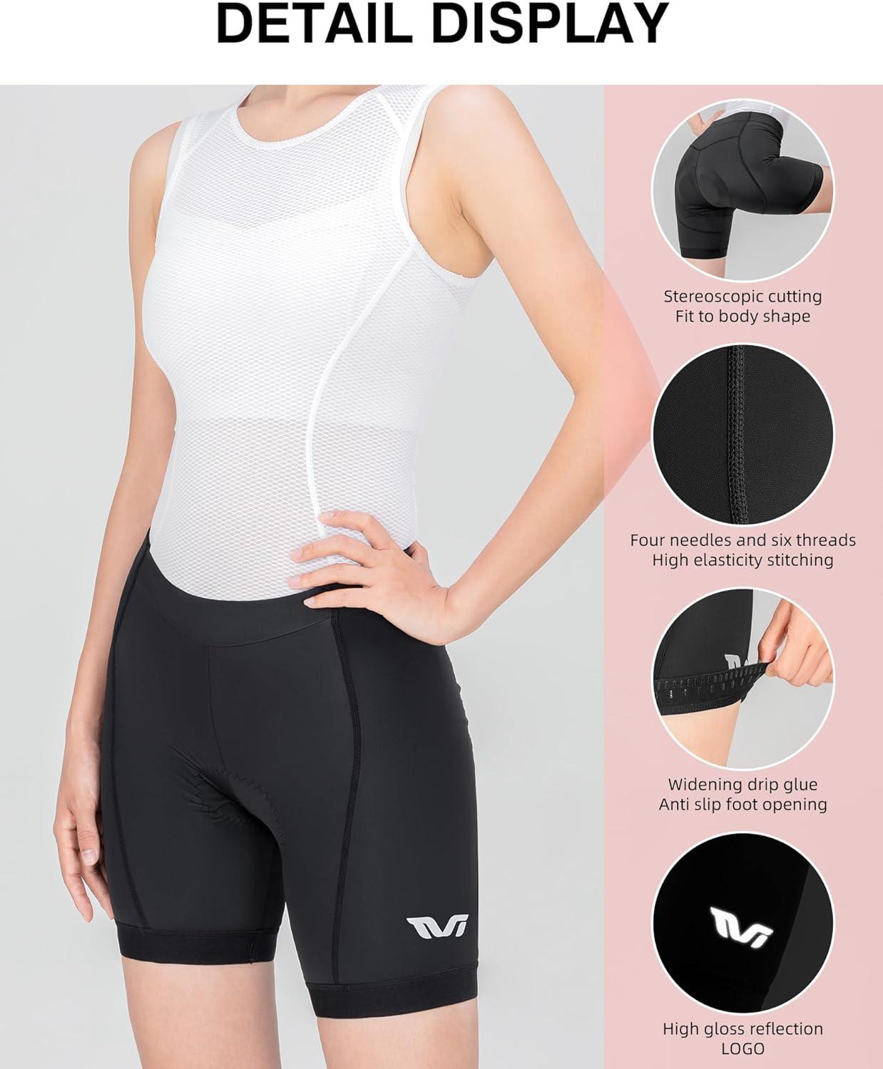 imageROCKBROS Bike Shorts for Women Padded Bike Shorts Womens Cycling Shorts 4D Breathable Pad Mountain Road Bike Tights