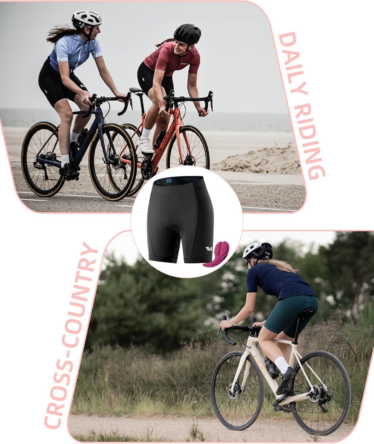 imageROCKBROS Bike Shorts for Women Padded Bike Shorts Womens Cycling Shorts 4D Breathable Pad Mountain Road Bike Tights