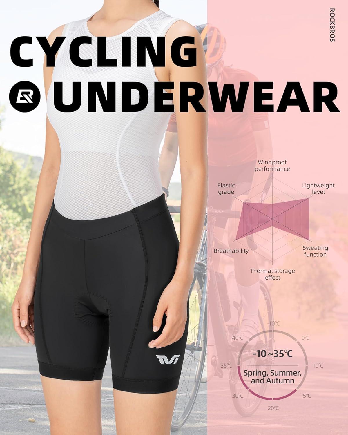 imageROCKBROS Bike Shorts for Women Padded Bike Shorts Womens Cycling Shorts 4D Breathable Pad Mountain Road Bike Tights