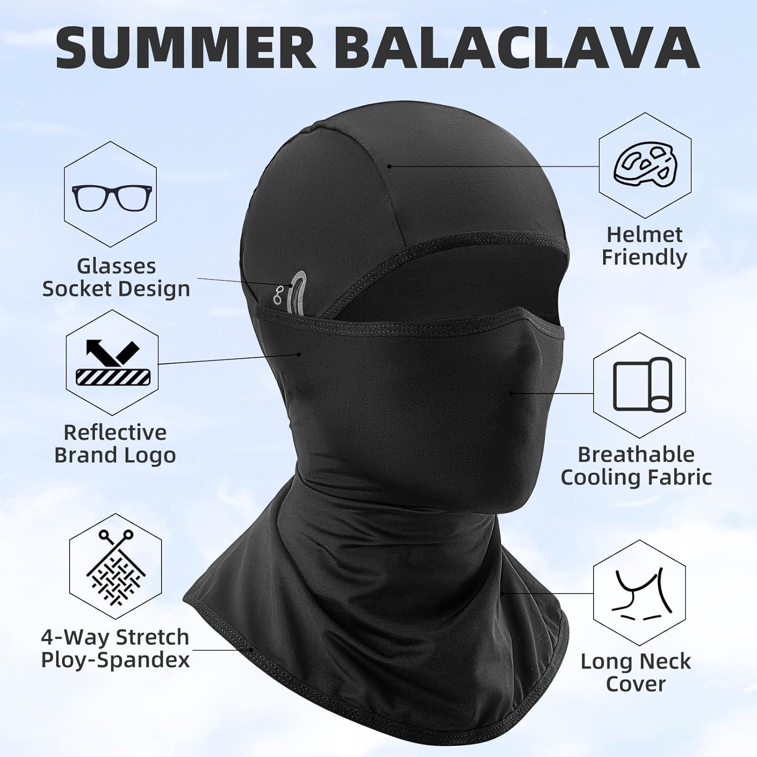 imageROCKBROS Cooling Balaclava Face Mask with Glasses Holes Summer Shiesty Mask for Men WomenBlack With Glasses Holes