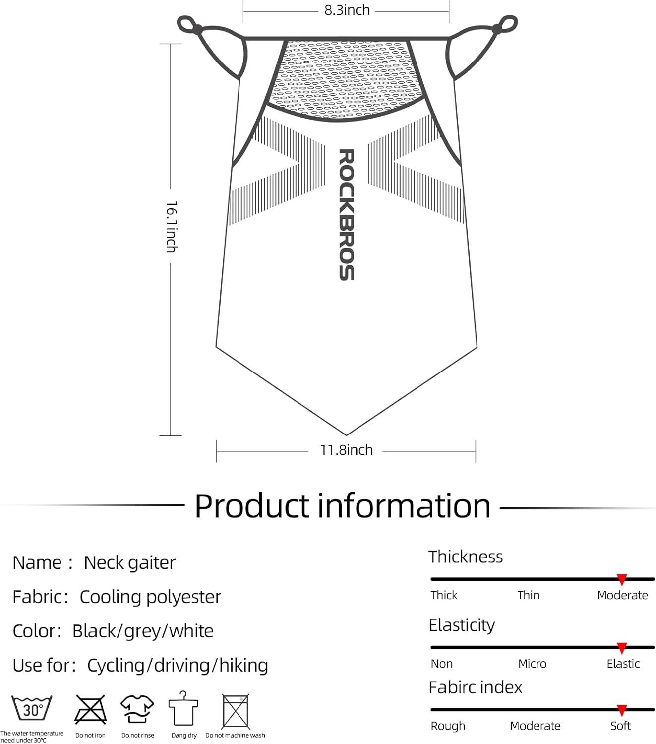imageROCKBROS Cooling Neck Gaiter with Ear Loops Summer Face Coverings for Men Women Cycling Fishing MaskGrey