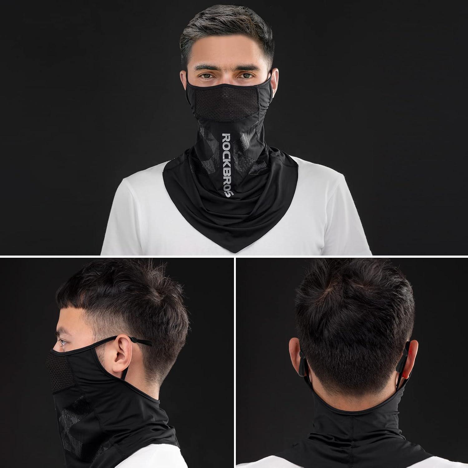 imageROCKBROS Cooling Neck Gaiter with Ear Loops Summer Face Coverings for Men Women Cycling Fishing MaskGrey