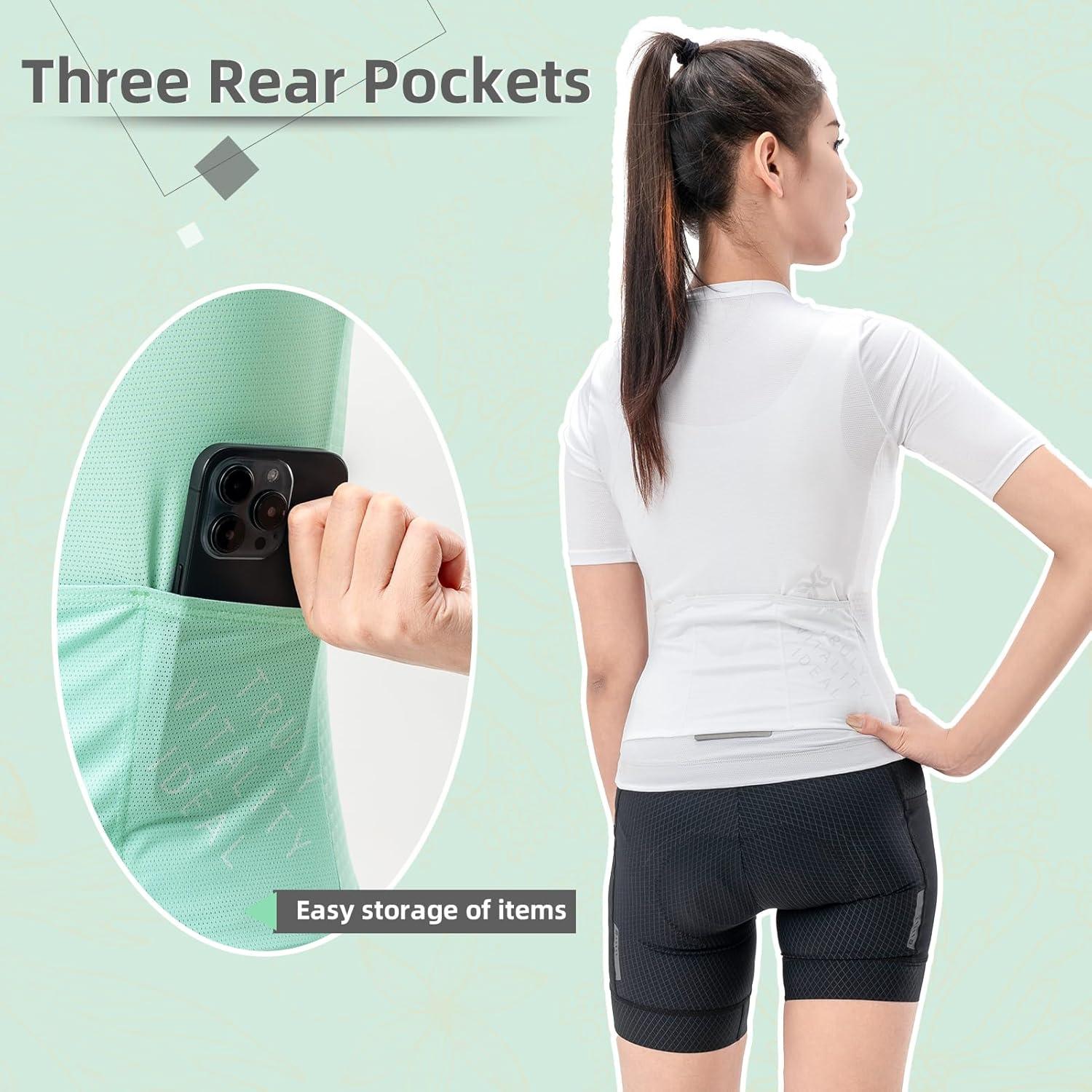 imageROCKBROS Cycling Jersey Women Breathable Bike Jersey Cycling Clothing Women Cycling TopsGreen