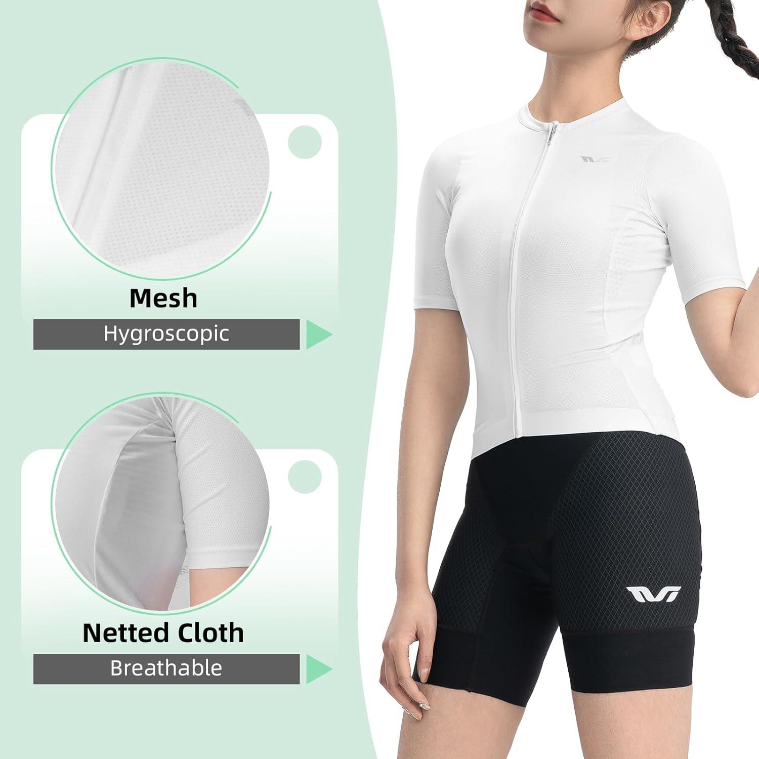 imageROCKBROS Cycling Jersey Women Breathable Bike Jersey Cycling Clothing Women Cycling TopsWhite