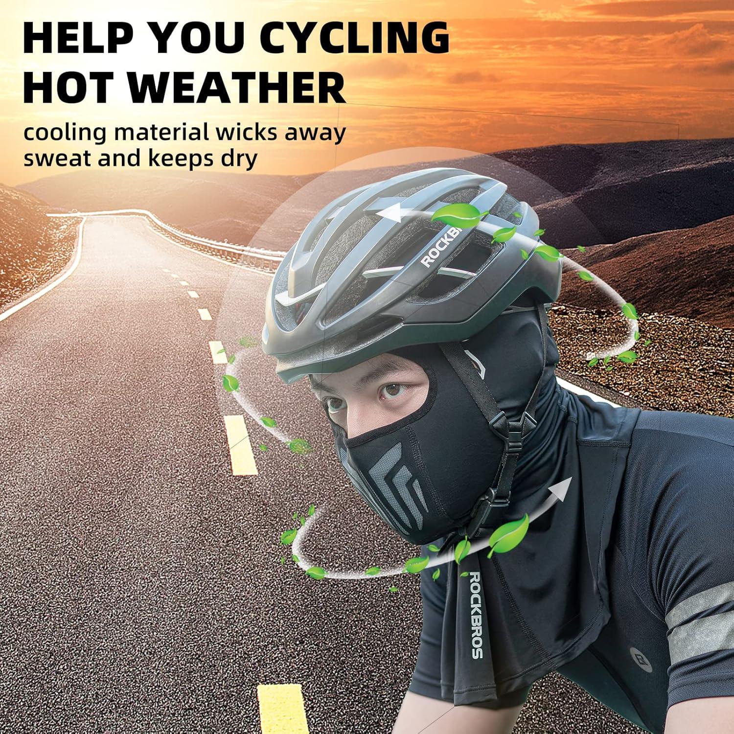 imageROCKBROS Summer Balaclava Cooling Face Mask Cover Ice Silk Neck Gaiter Hood for Men Women Cycling Motorcycling Running Climbing Black