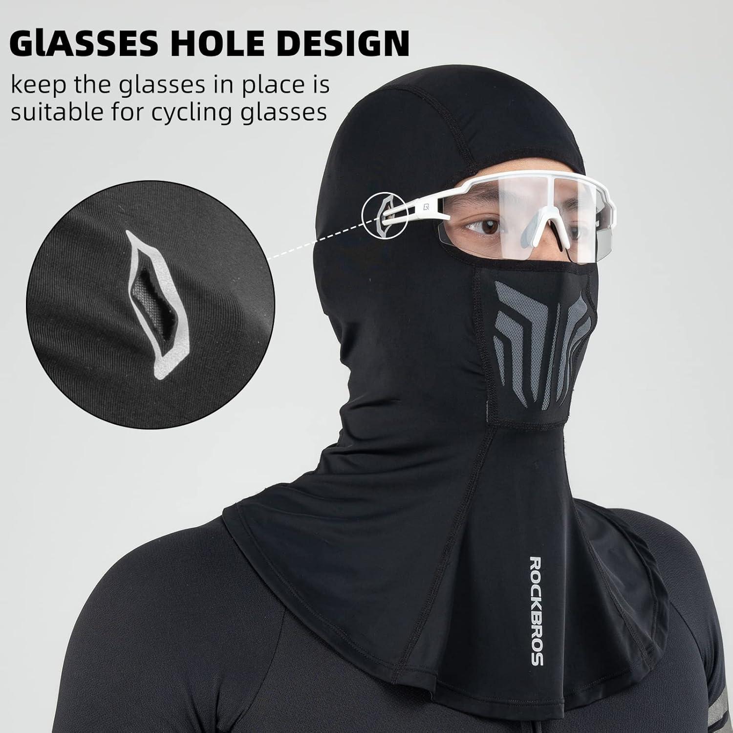 imageROCKBROS Summer Balaclava Cooling Face Mask Cover Ice Silk Neck Gaiter Hood for Men Women Cycling Motorcycling Running Climbing Black