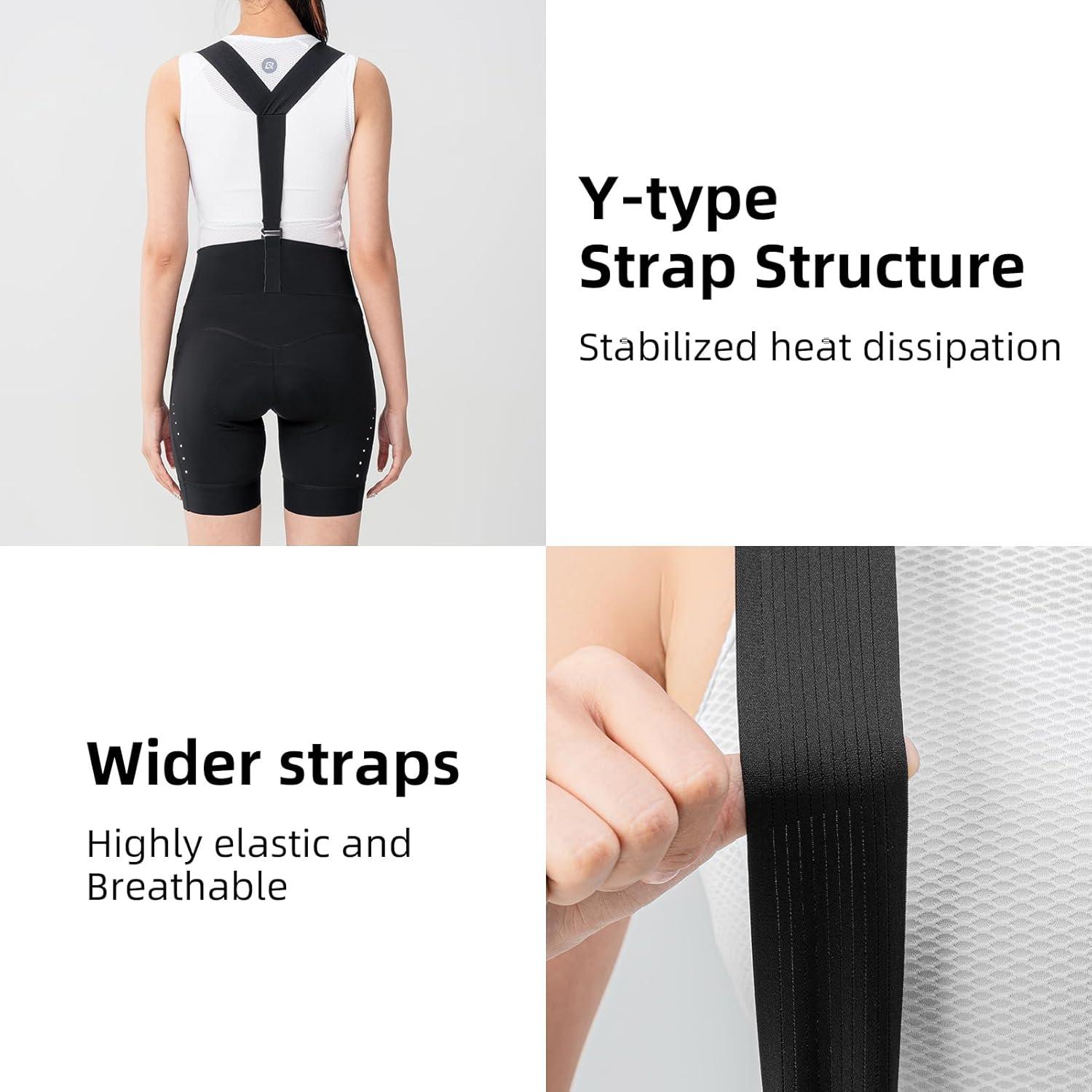 imageROCKBROS Womens Cycling Bib Shorts Breathable High Stretchy Cycling Shorts