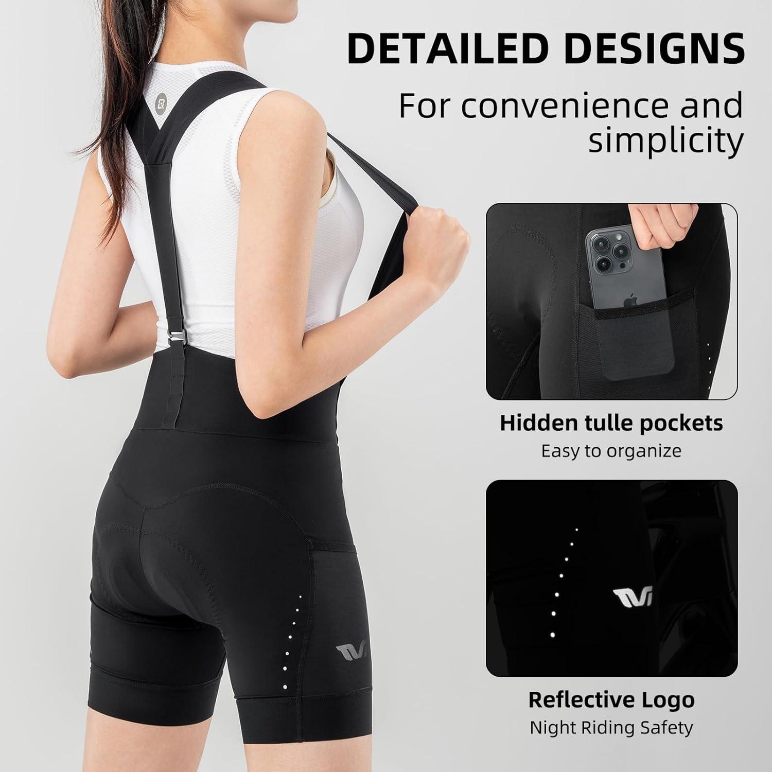 imageROCKBROS Womens Cycling Bib Shorts Breathable High Stretchy Cycling Shorts
