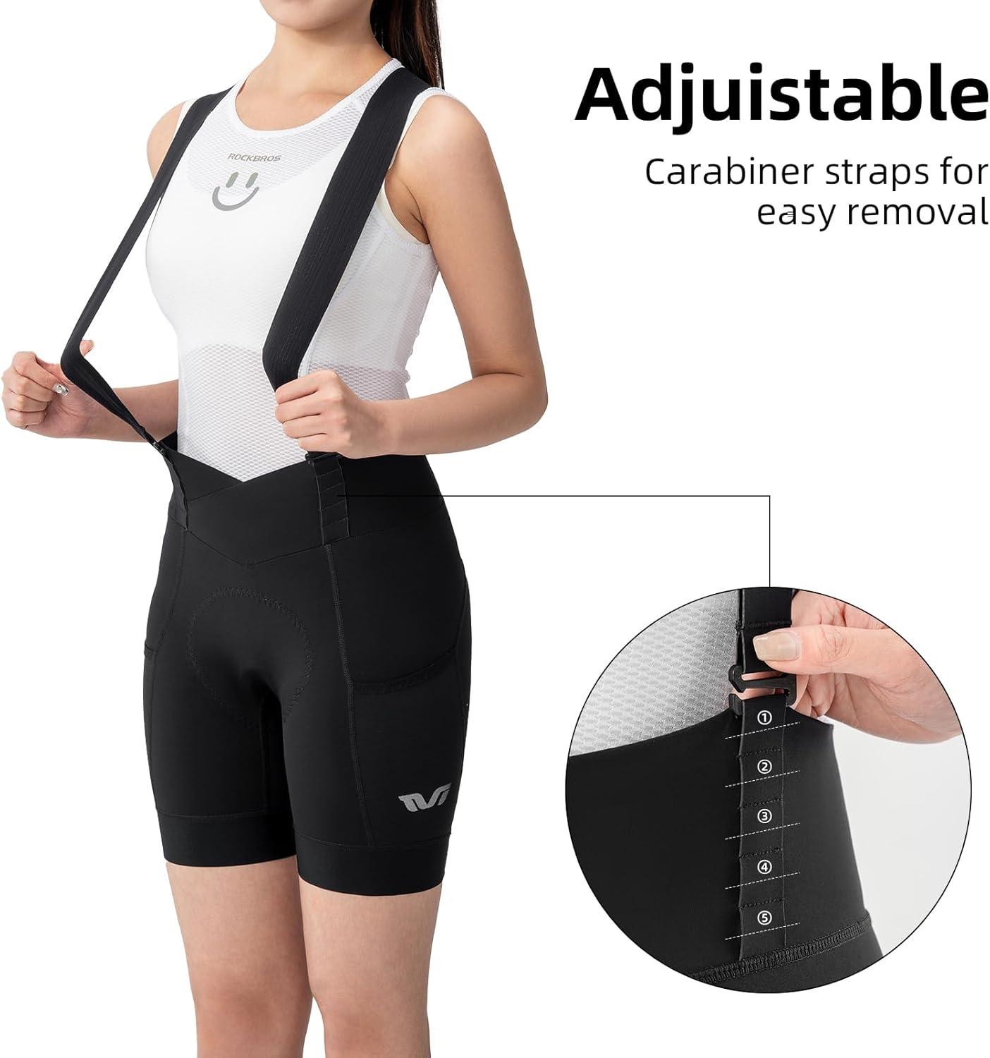 imageROCKBROS Womens Cycling Bib Shorts Breathable High Stretchy Cycling Shorts
