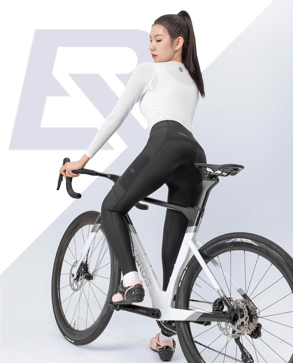 imageROCKBROS Womens Winter Cycling Pants Thermal Fleece Lined Windproof Reflective with Comfort Padding