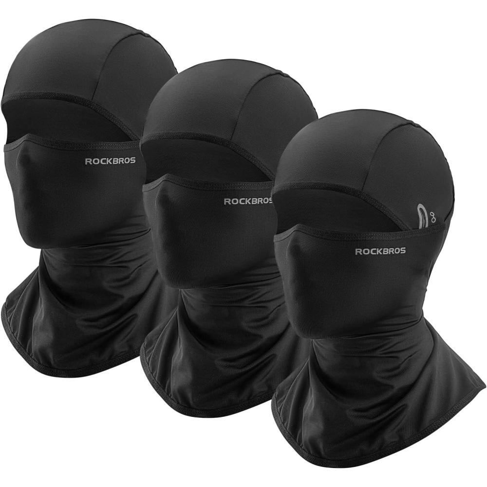 imageROCKBROS Cooling Balaclava Face Mask with Glasses Holes Summer Shiesty Mask for Men WomenBlack 3 Packs