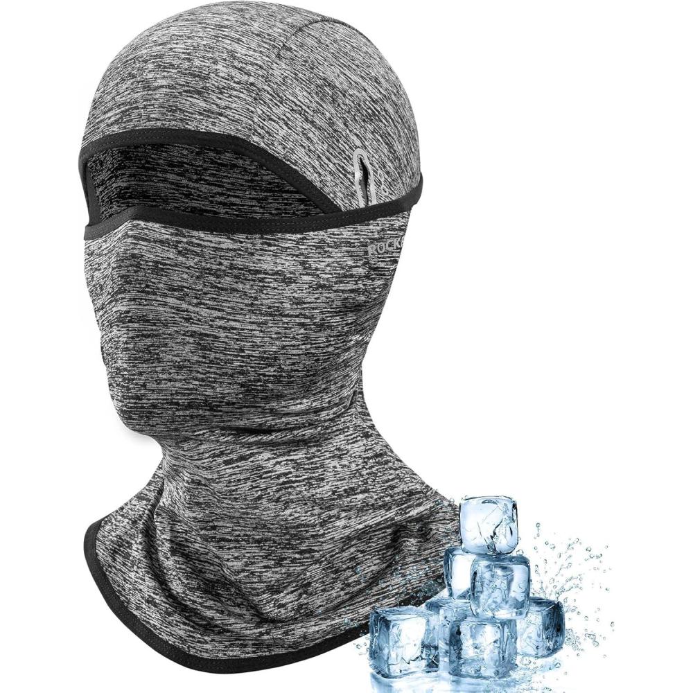 imageROCKBROS Cooling Balaclava Face Mask with Glasses Holes Summer Shiesty Mask for Men WomenGrey With Glasses Holes